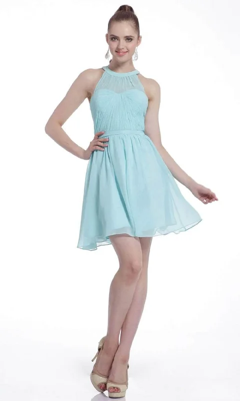 Ladivine 1470 - Halter Neck A-line Short Dress